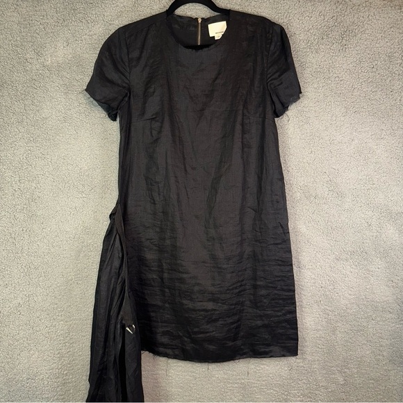 Band Of Outsiders Apron Wrap Mini Raw Hem Black Dress - Picture 4 of 12